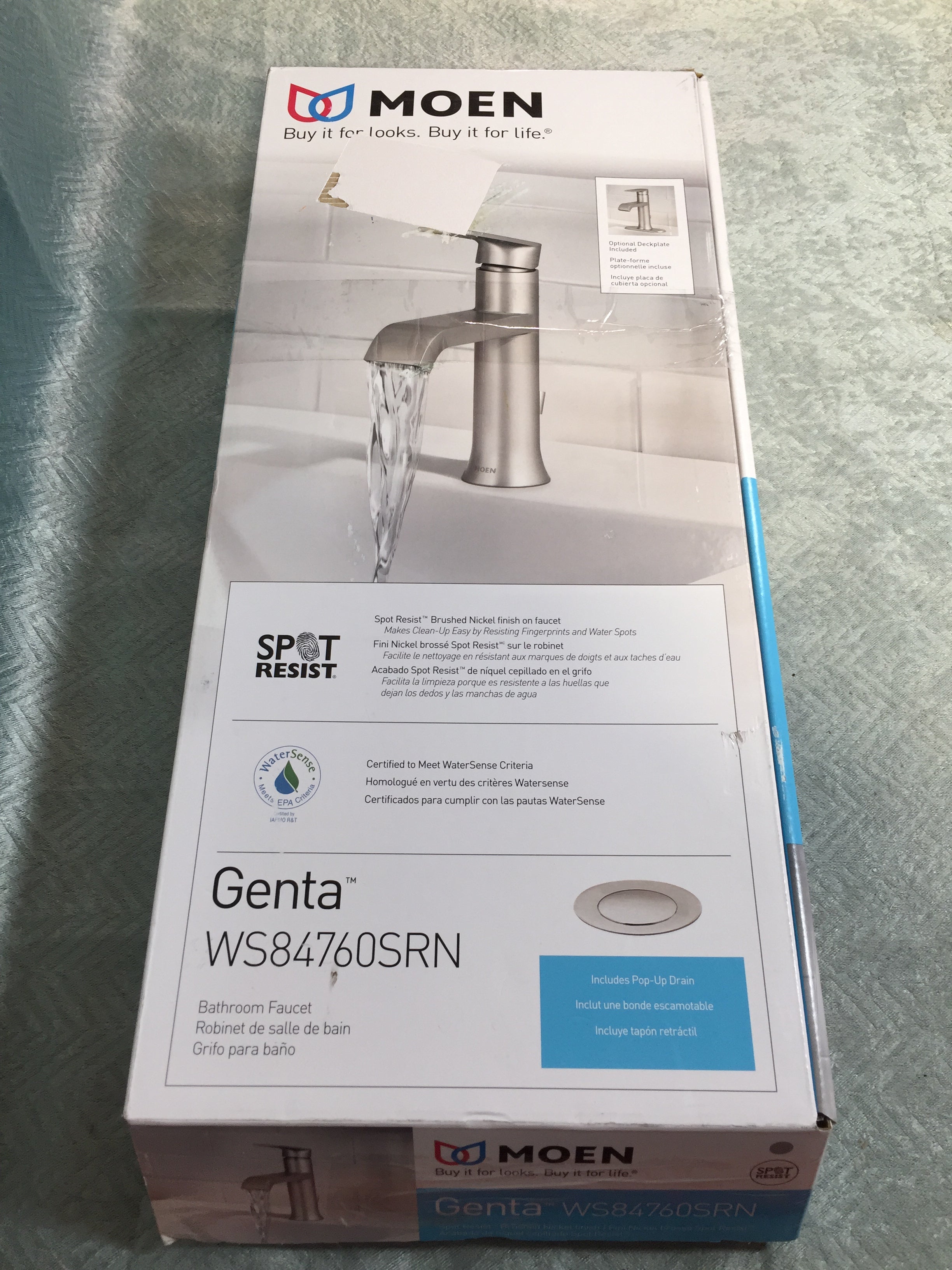 MOEN WS84760SRN Genta Single Hole Single-Handle Bathroom Faucet Brushed Nickel (7639847272686)